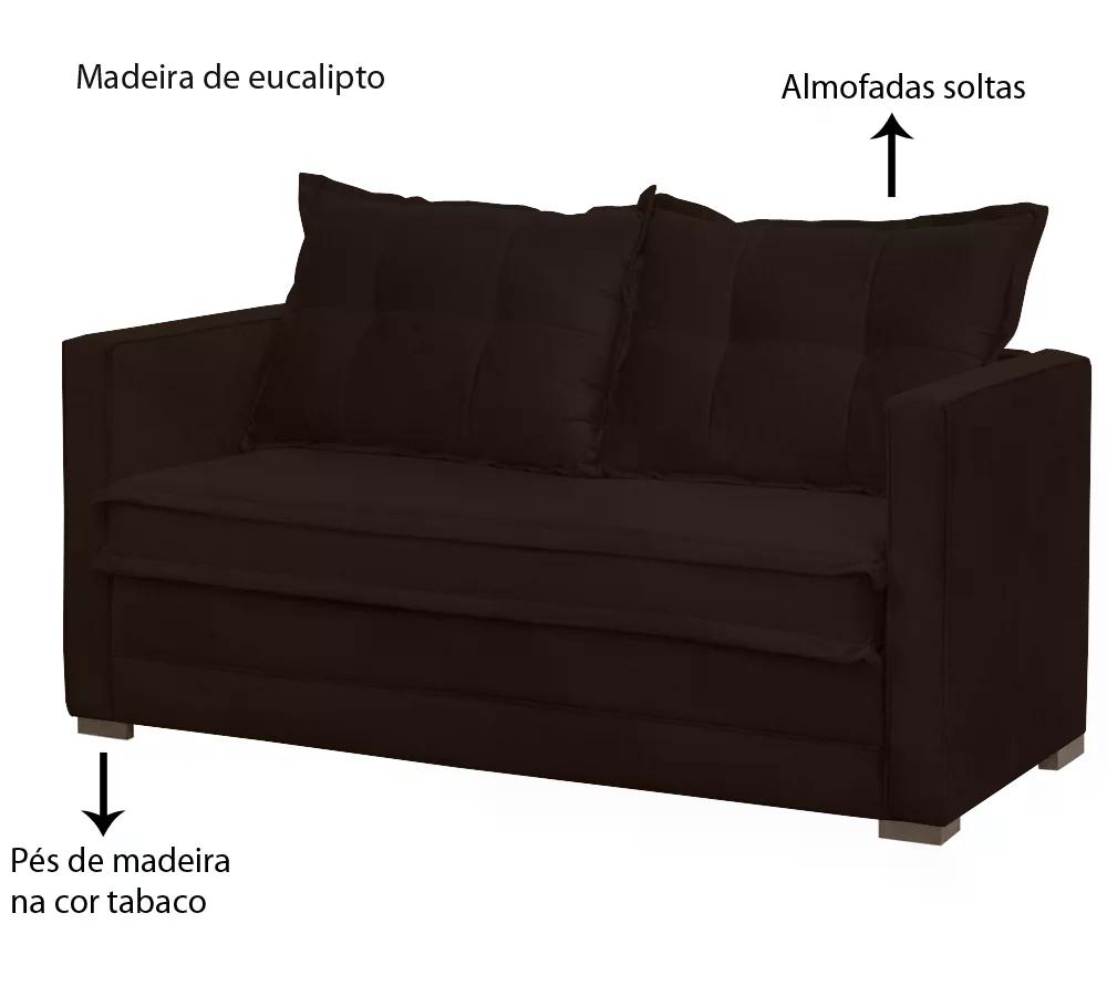 Sofá Cama 02 Lugares Londres Suede Tabaco