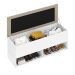 Calçadeira Bau Marry com Sapateira para cama Box de Casal Branco Suede Bege
