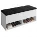 Calçadeira Bau Marry com Sapateira para cama Box de Casal Branco Suede Preto