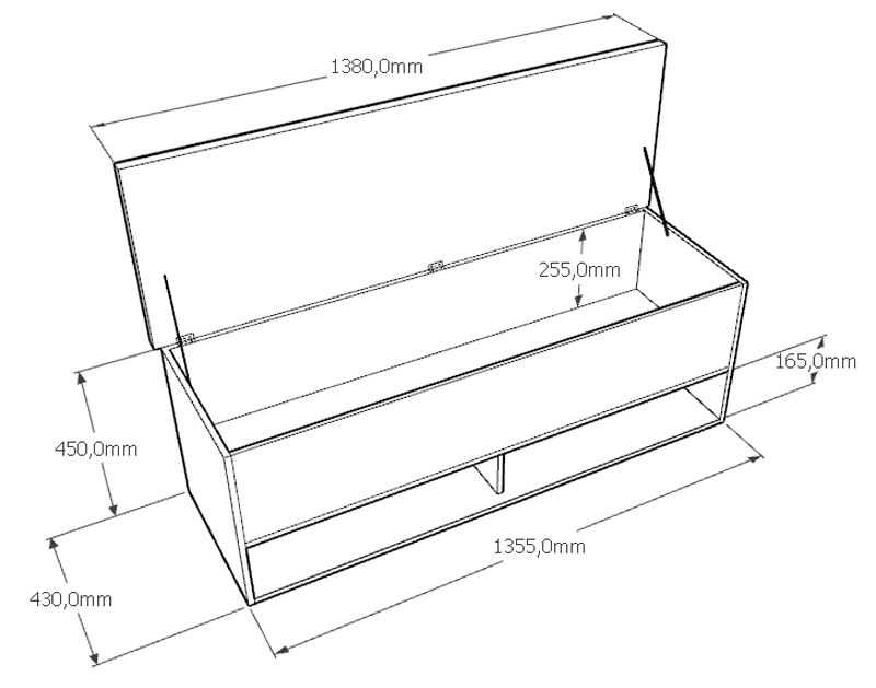Calçadeira Bau Marry com Sapateira para cama Box de Casal Branco Suede Preto