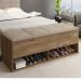 Calçadeira Bau Marry com Sapateira para cama Box de Casal Castanho Suede Bege