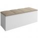 Calçadeira Bau Megh para cama Box de Casal Branco Suede Bege