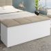 Calçadeira Bau Megh para cama Box de Casal Branco Suede Bege