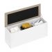Calçadeira Bau Megh para cama Box de Casal Branco Suede Bege