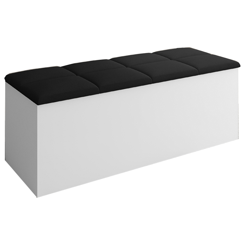 Calçadeira Bau Megh para cama Box de Casal Branco Suede Preto