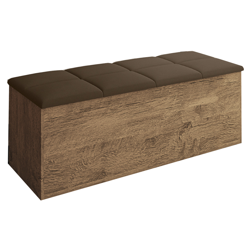 Calçadeira Bau Megh para cama Box de Casal Castanho Suede Marrom