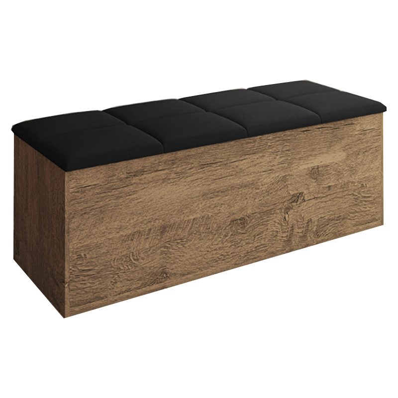 Calçadeira Bau Megh para cama Box de Casal Castanho Suede Preto