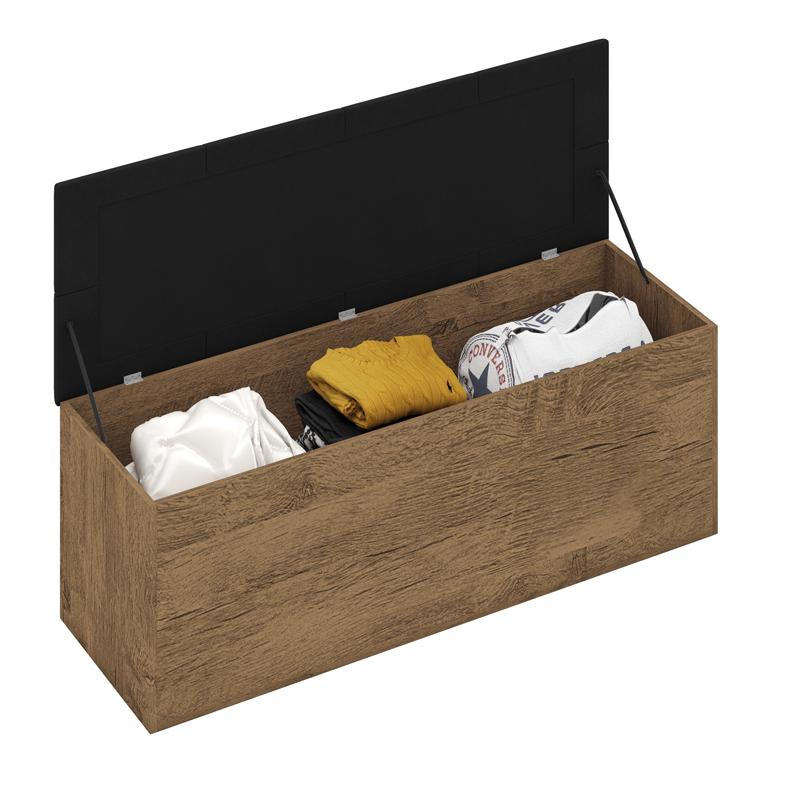 Calçadeira Bau Megh para cama Box de Casal Castanho Suede Preto
