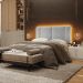  Cabeceira Modulada Casal 140 cm Com Led Linho Cinza Milani Store