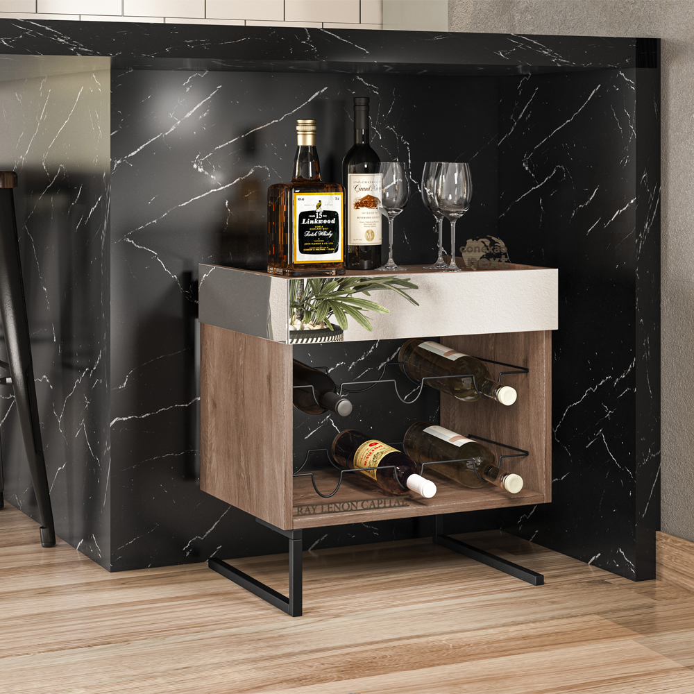 Adega Bar Espelhada Para 06 Garrafas Aurum Demoliçao Preto DHom