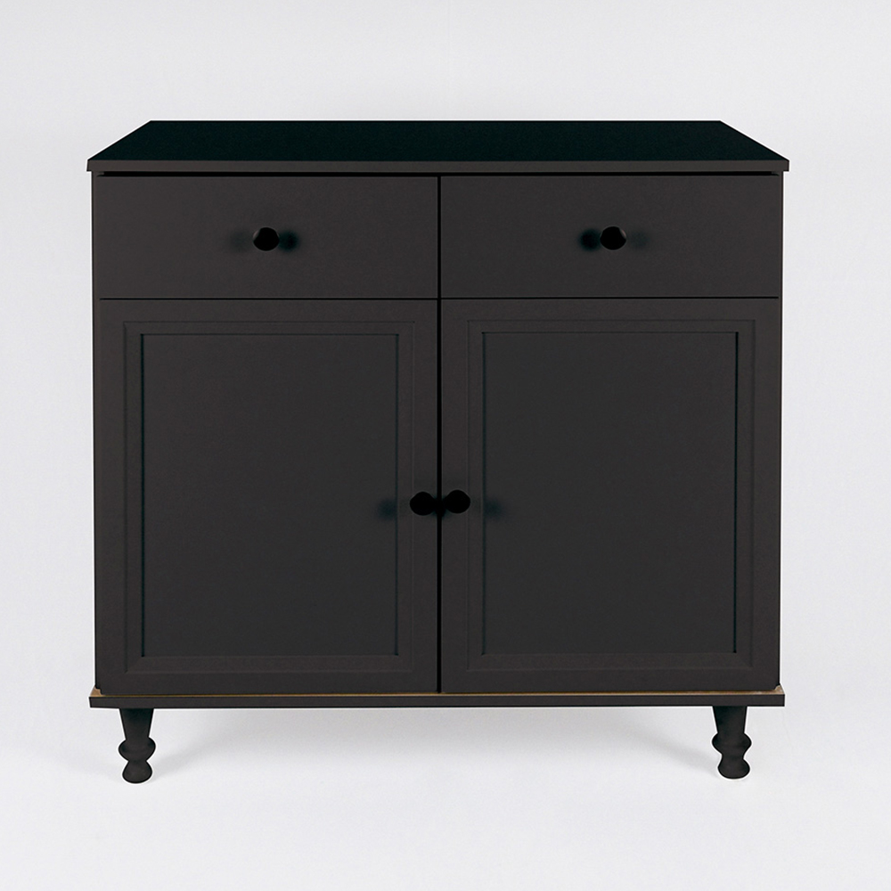 Aparador 2 Portas 2 Gavetas 80 cm R629 Preto Dtall