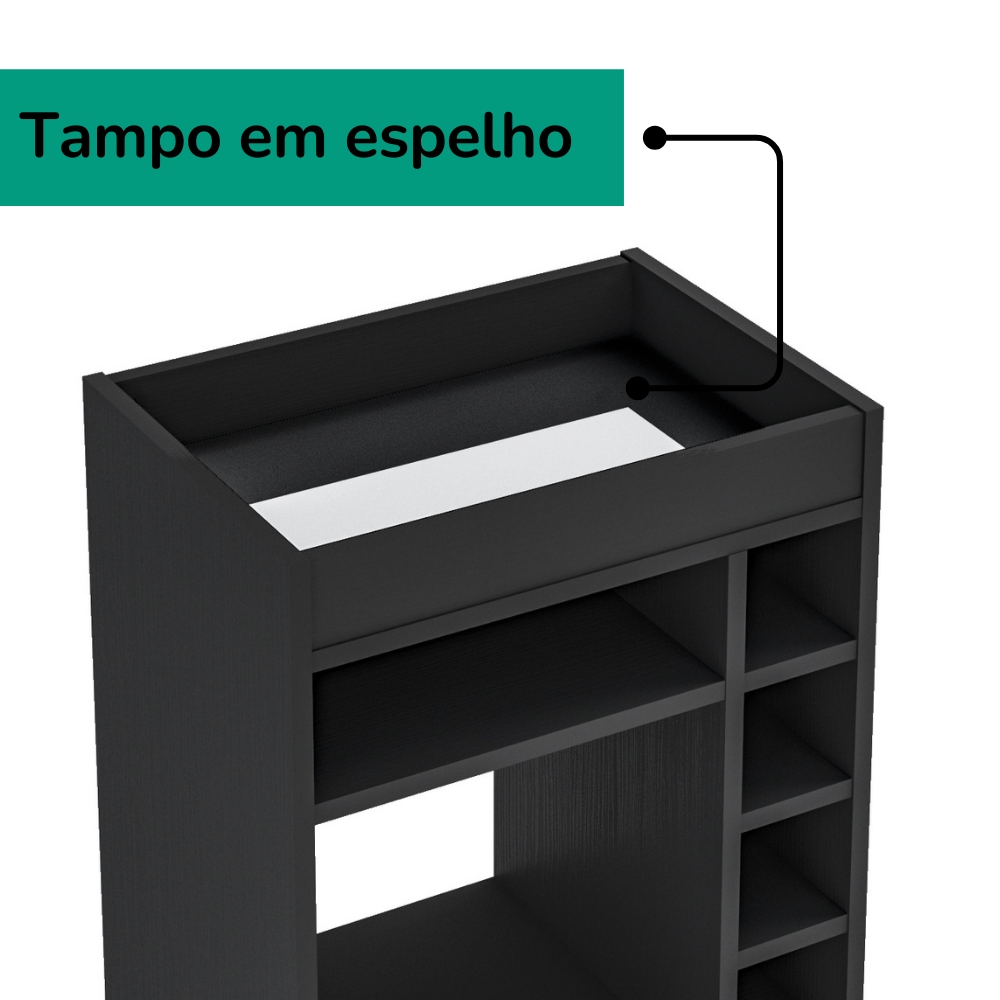 Aparador Adega Bar 4 Nichos 72X45 cm DRI 4139 Preto ARLY