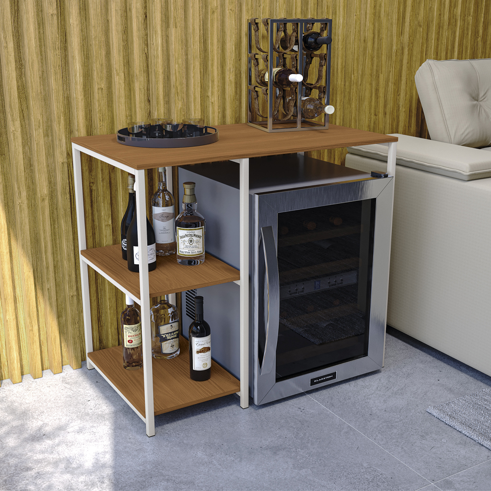 Aparador Adega Bar Cervejeira 90cm LI044 Canela Branco KPB