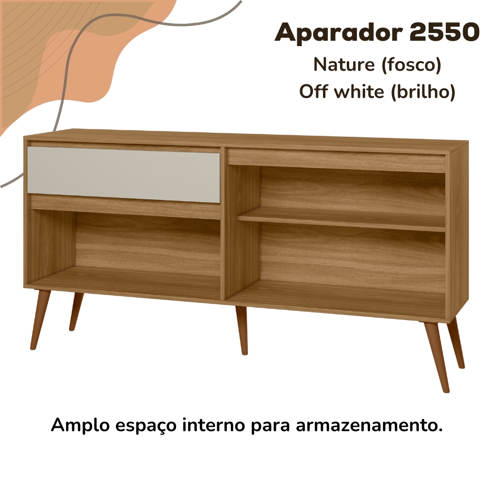 Aparador Buffet 160 cm 4 Portas RA2550 Nature Off White PLLA
