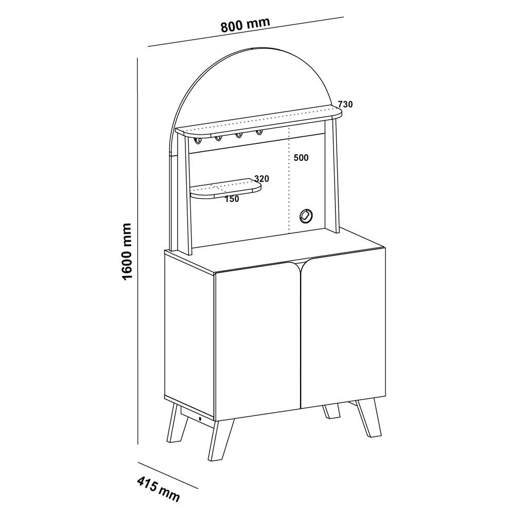 Aparador Cantinho Cafe 2 Portas 80 cm 4631 Cedro Off White ARLY