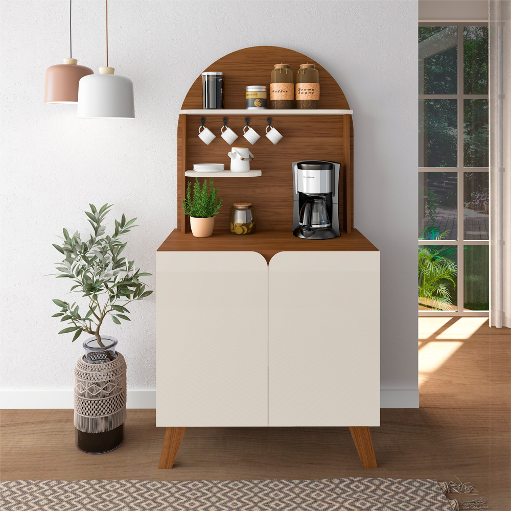 Aparador Cantinho Cafe 2 Portas 80 cm 4631 Cedro Off White ARLY