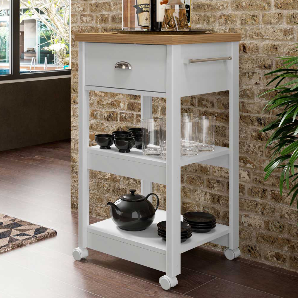 Aparador Carrinho Café 1 Gaveta 45 cm BA130 Branco Dtall