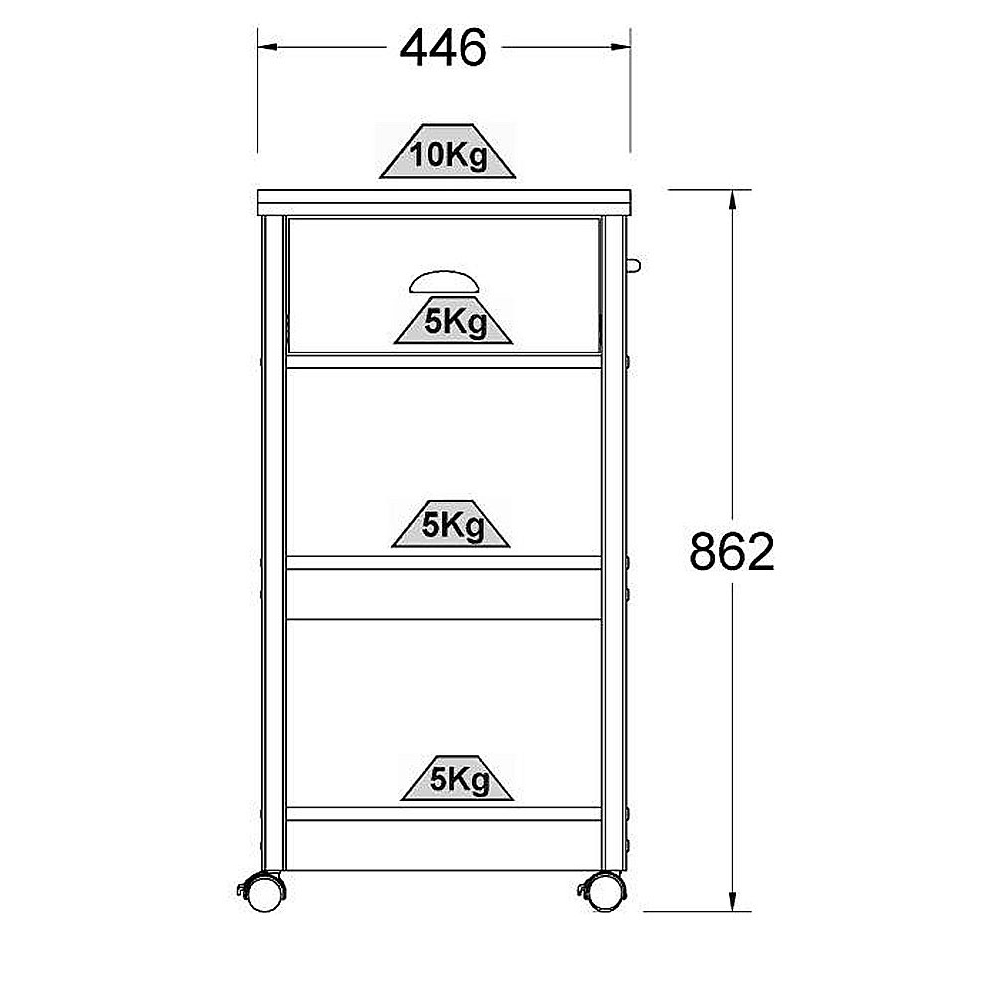 Aparador Carrinho Café 1 Gaveta 45 cm BA130 Branco Dtall