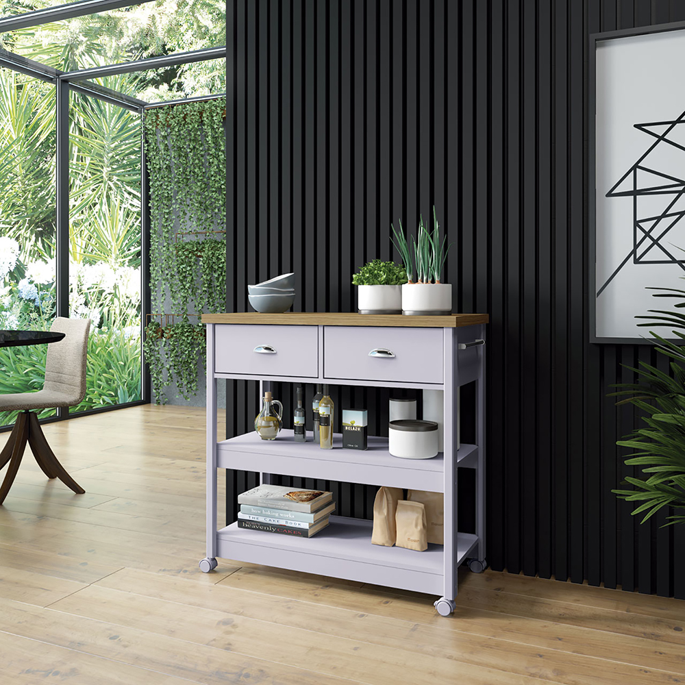 Aparador Carrinho Café 2 Gavetas 85 cm BA135 Cinza Dtall