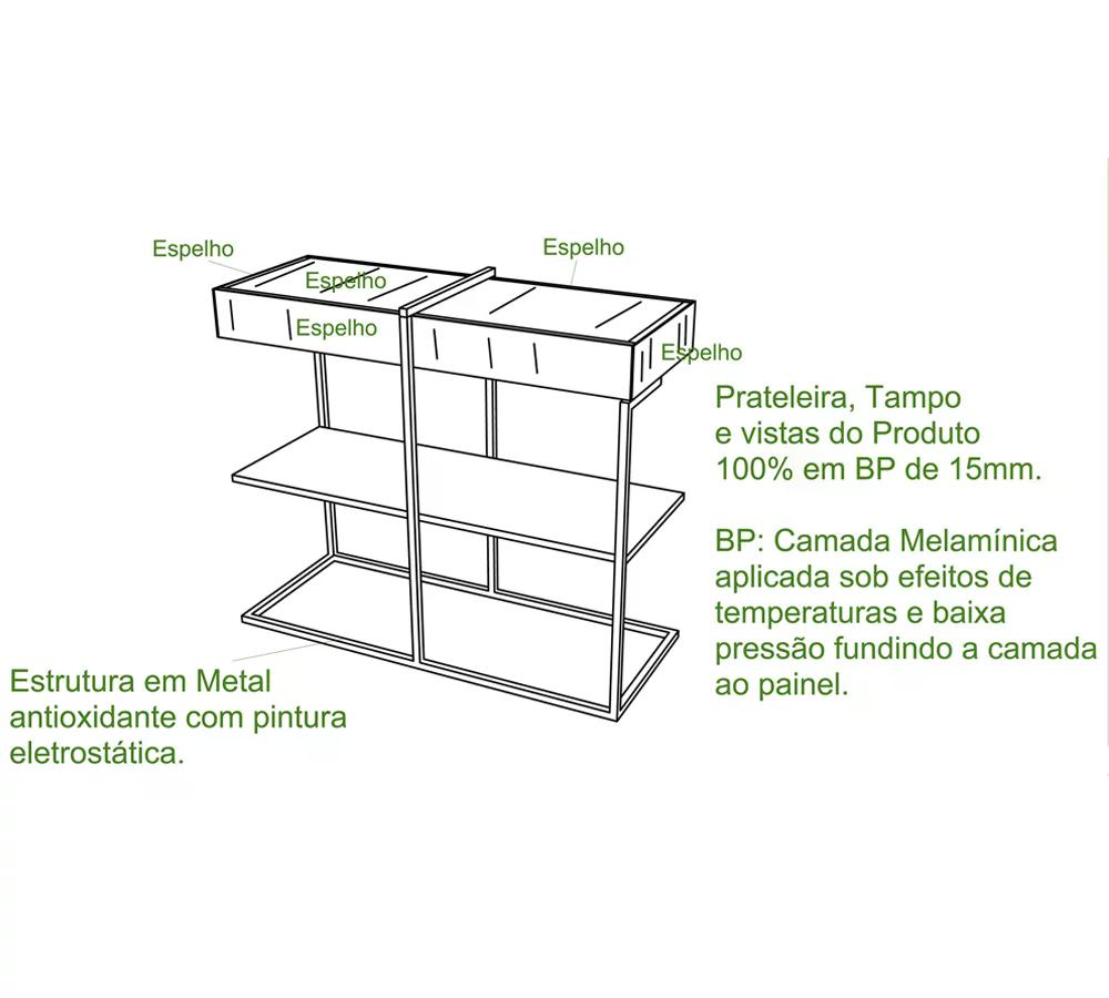 Aparador Espelhado Estilo Industrial Class Demoliçao Preto Milani Store