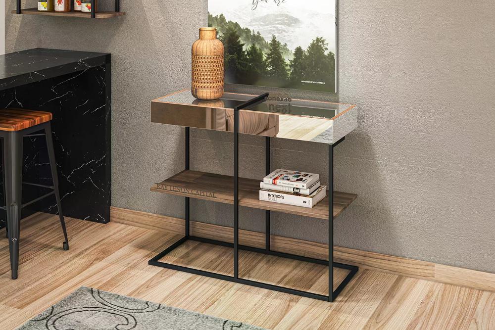 Aparador Espelhado Estilo Industrial Class Demoliçao Preto Milani Store