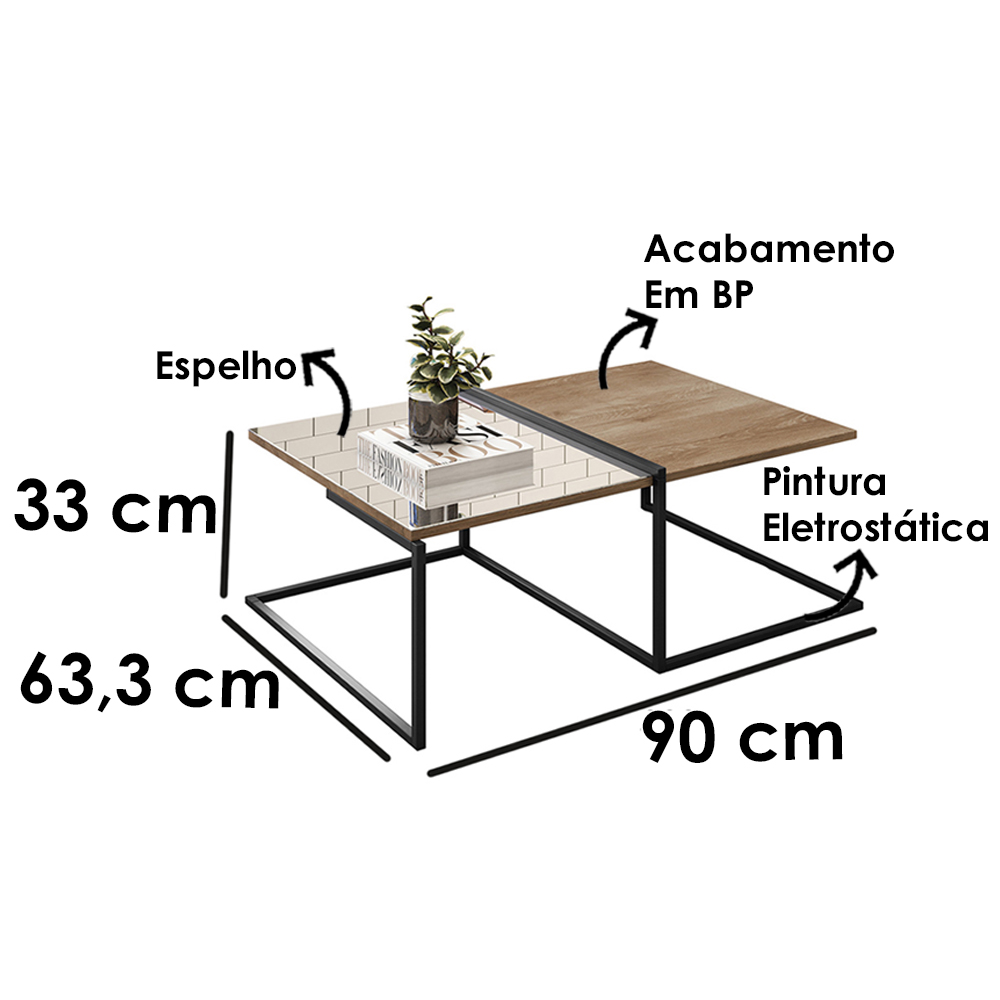 Aparador Mesa Lateral E Centro Aurum Demolição Preto DHom
