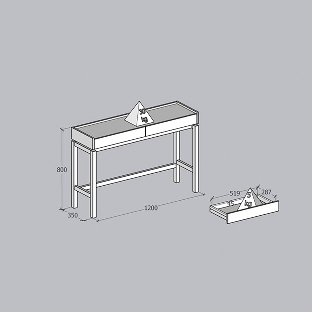 Aparador Para Sala 2 Gavetas 120 cm 2152 Tauari Concret Milani Store
