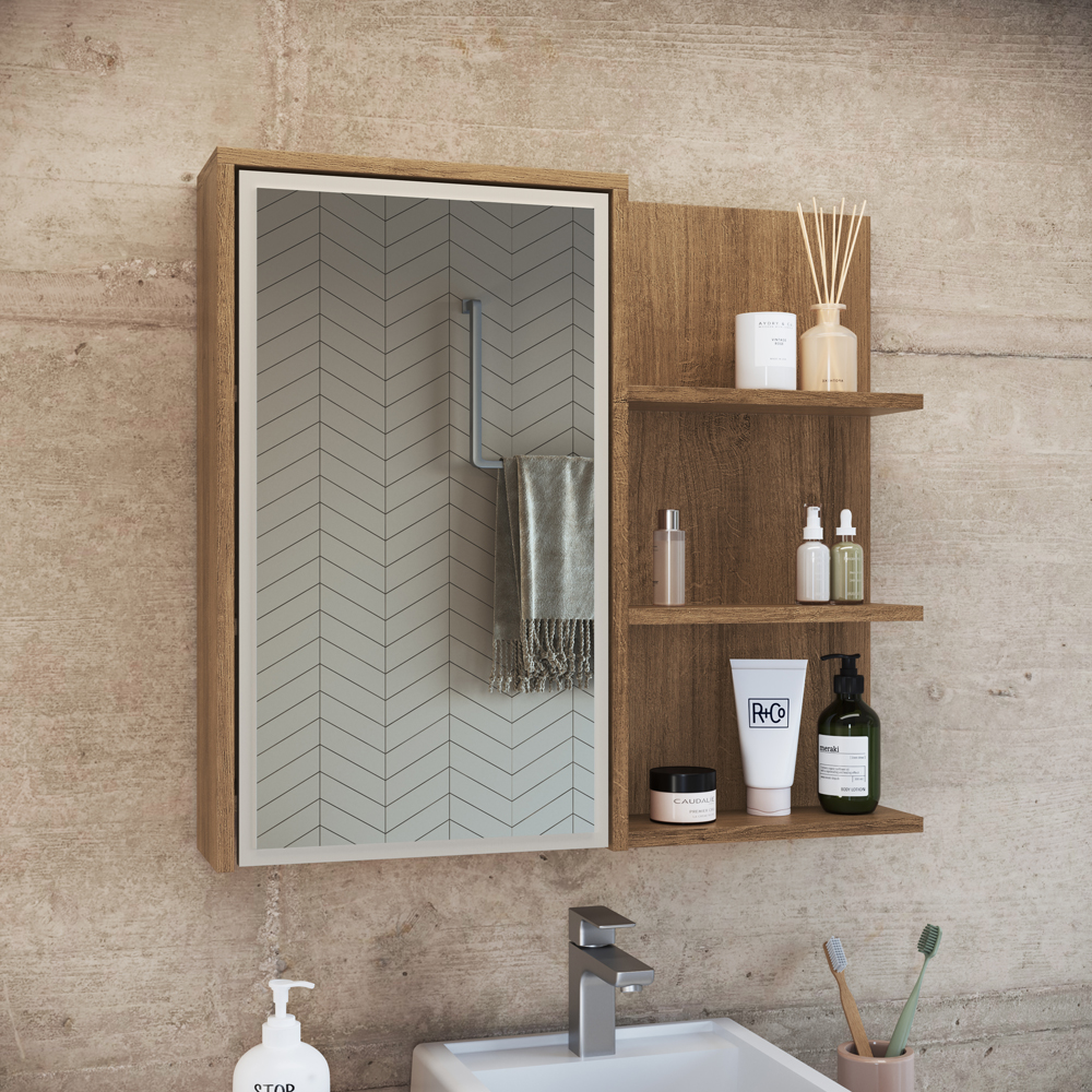 Armário Espelheira 70 cm 1 Porta 3 Nichos ES2001 Mell Arenas FAEM