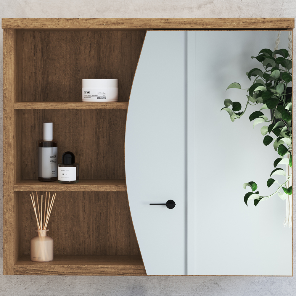 Armário Espelheira Com Porta e Nicho 70 cm ES9680 Mell FAEM
