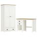 Armario 2 PT Mesa Escrivaninha 2 GV Madeira Maciça Branco Freijo Milani Store