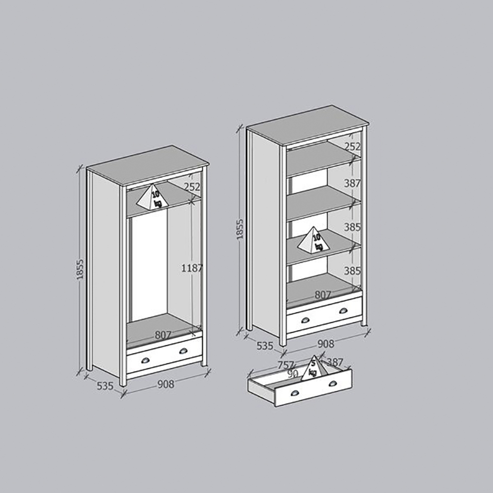 Armario 2 PT Mesa Escrivaninha 2 GV Madeira Maciça Freijo Milani Store