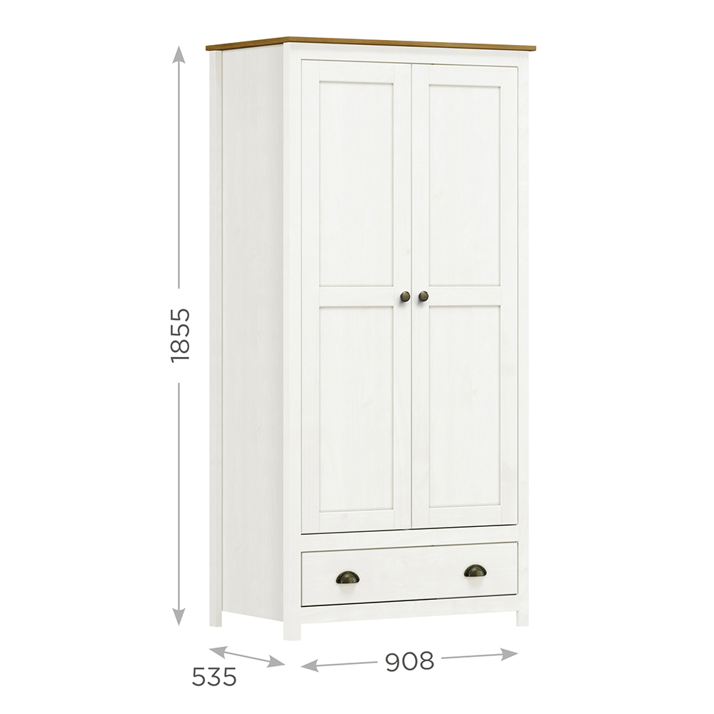 Armario 2 Pt 1 Gv Madeira Maciça 91 cm 9103 Branco Freijo Milani Store
