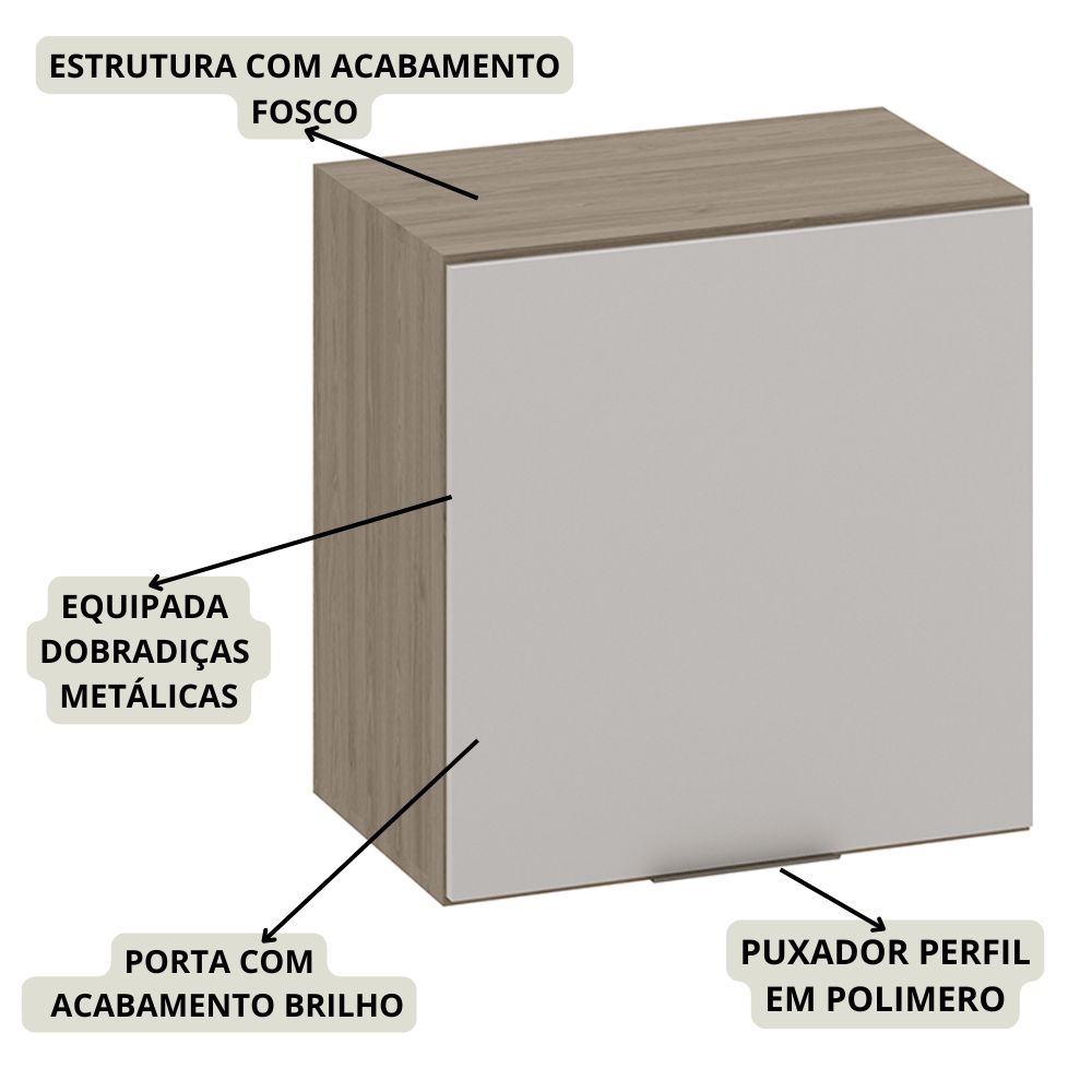 Armario Aereo 1 Porta 58 cm 12541 Etti Carvalho Oak Off White PLN