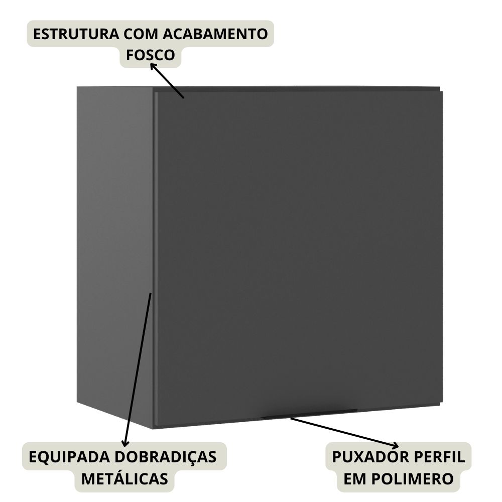 Armario Aereo 1 Porta 58 cm 12541 Etti Grafite PLN
