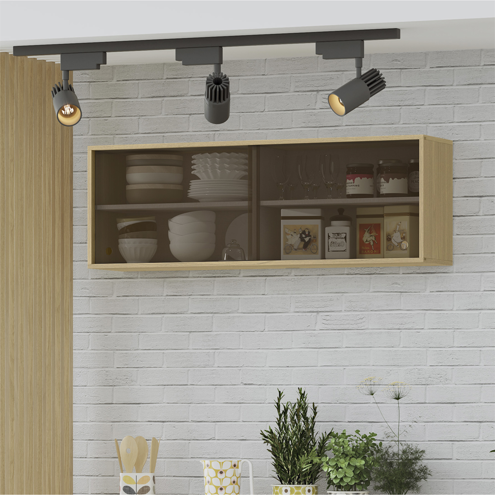 Armario Aereo 120 cm 2 Portas Vidro GLOR AGL02 Castanho MXM