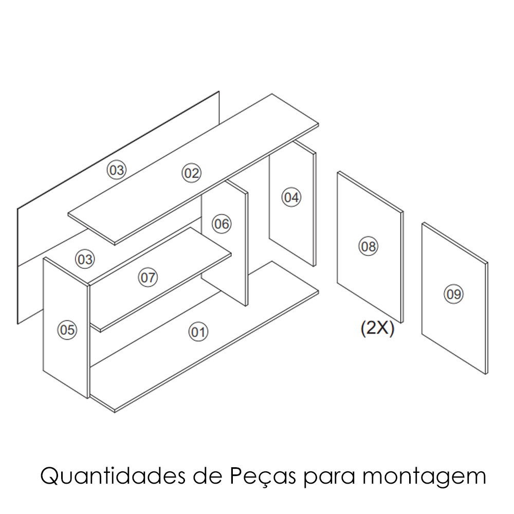 Armario Aereo 120 cm MDP 3 Portas GLOR AGL04 Castanho MXM