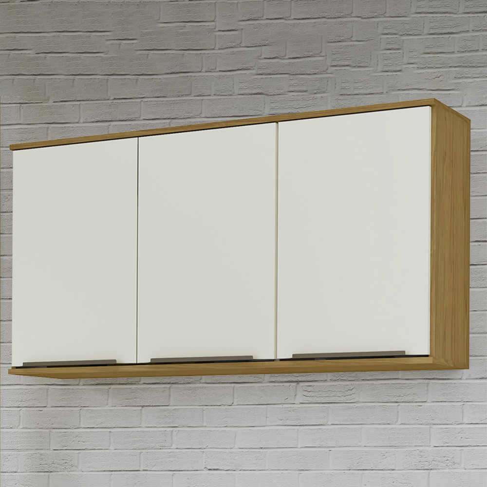 Armario Aereo 120 cm MDP 3 Portas Vera AVE04 Marrocos Off White MXM