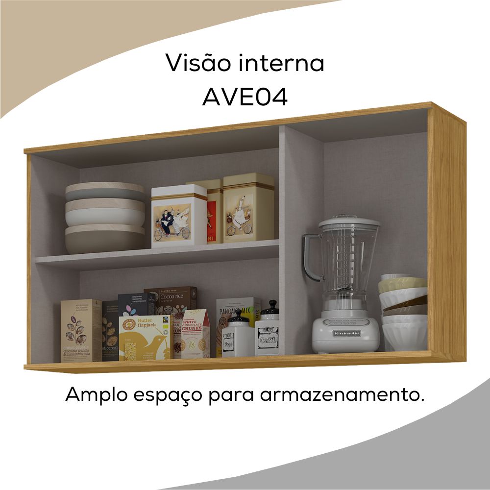 Armario Aereo 120 cm MDP 3 Portas Vera AVE04 Marrocos Off White MXM