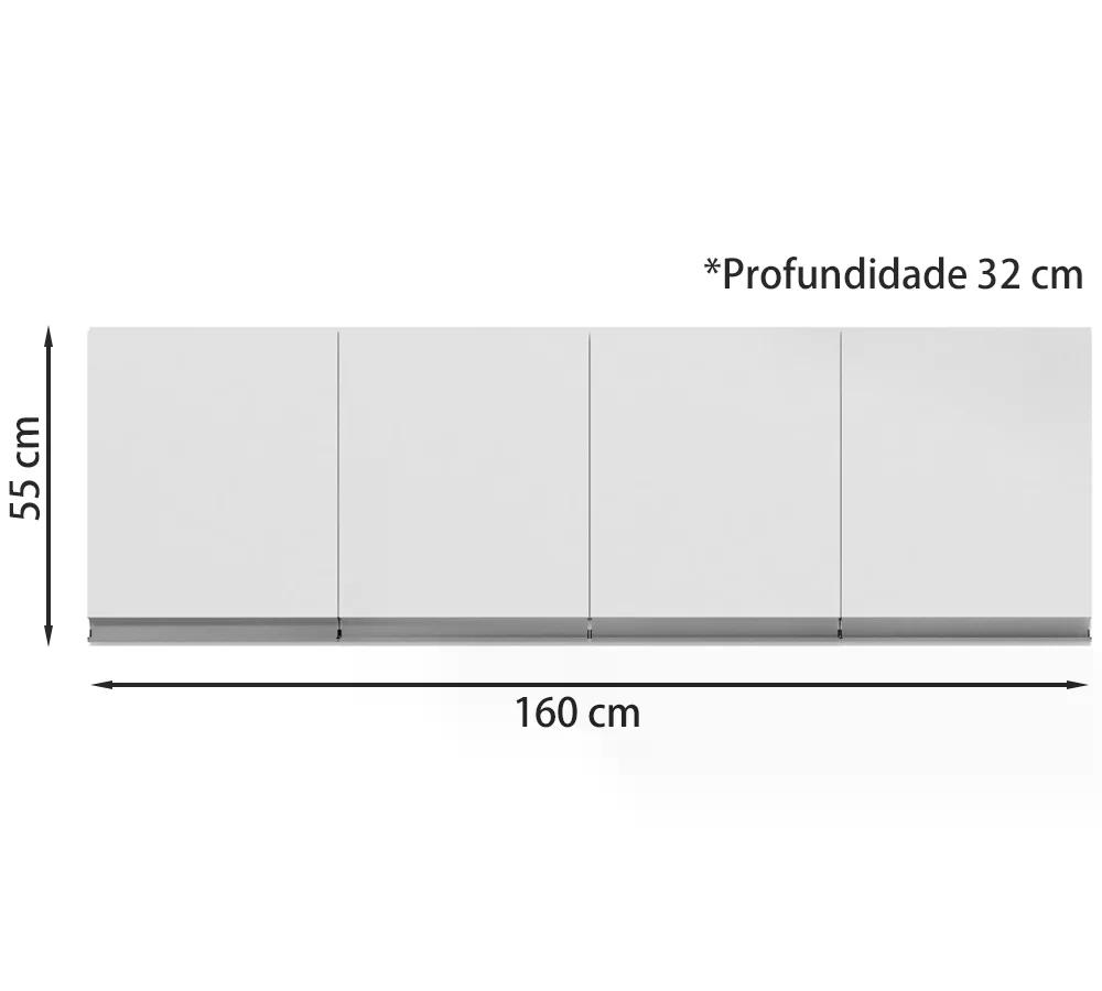 Armario Aereo 160 Cm 4 Portas Andreia Branco REAJL Moveis