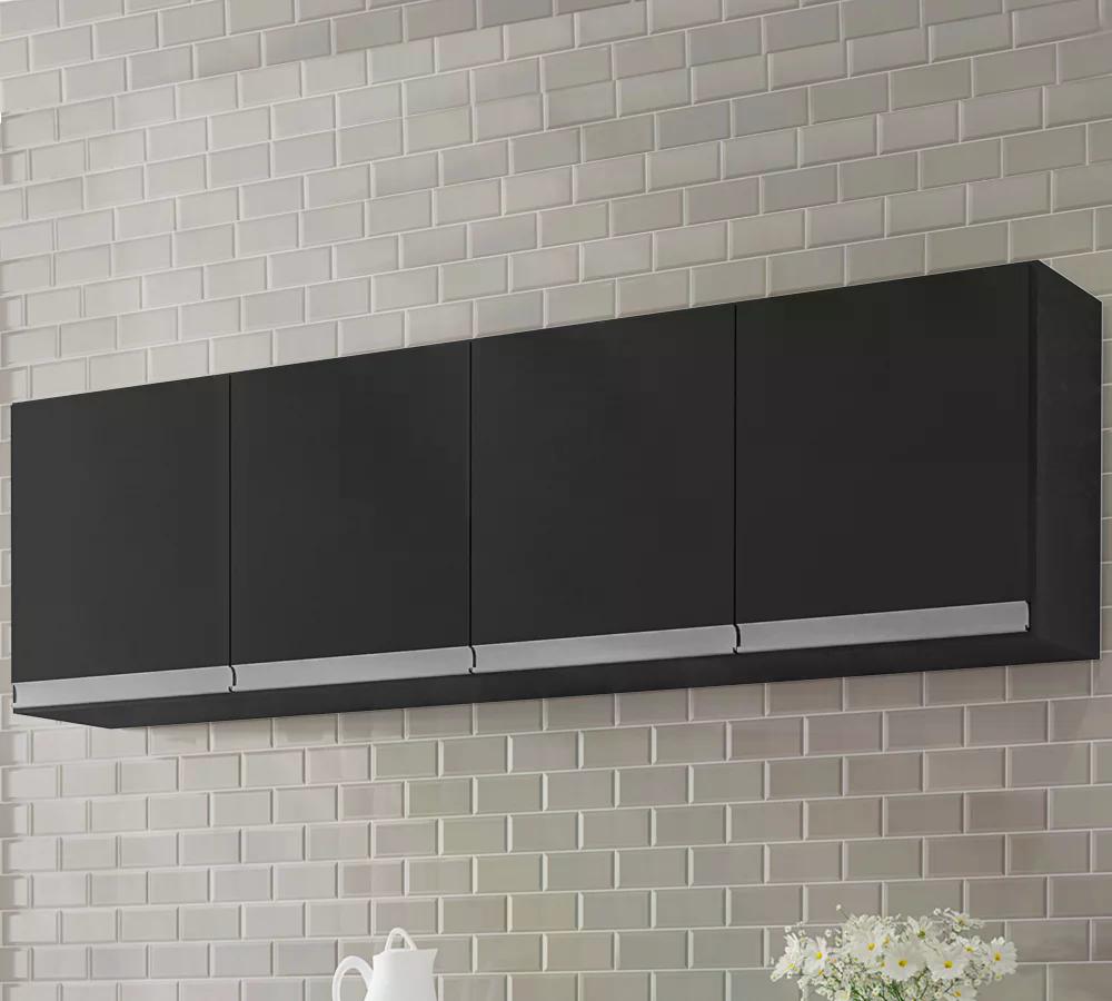 Armario Aereo 160 Cm 4 Portas Andreia Preto REAJL Moveis