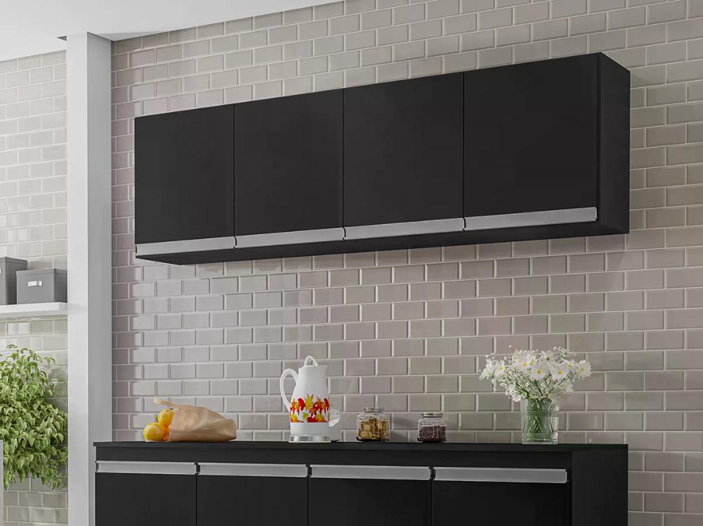 Armario Aereo 160 Cm 4 Portas Andreia Preto REAJL Moveis