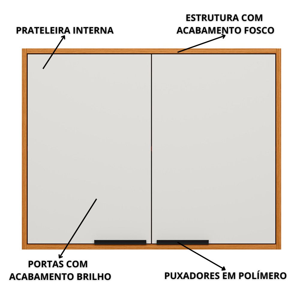 Armario Aereo 2 Portas 80 cm 12638 Raven Freijo Off White PLN