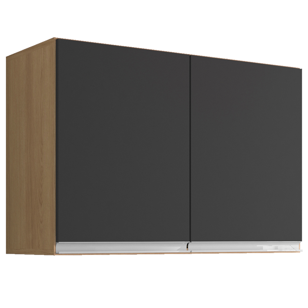 Armario Aereo 2 Portas 80cm Andreia Amendoa Preto REAJL Moveis