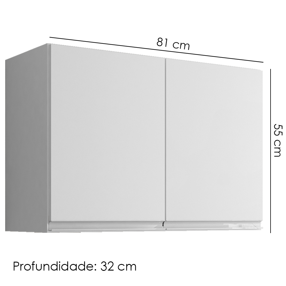 Armario Aereo 2 Portas 80cm Andreia Branco REAJL Moveis