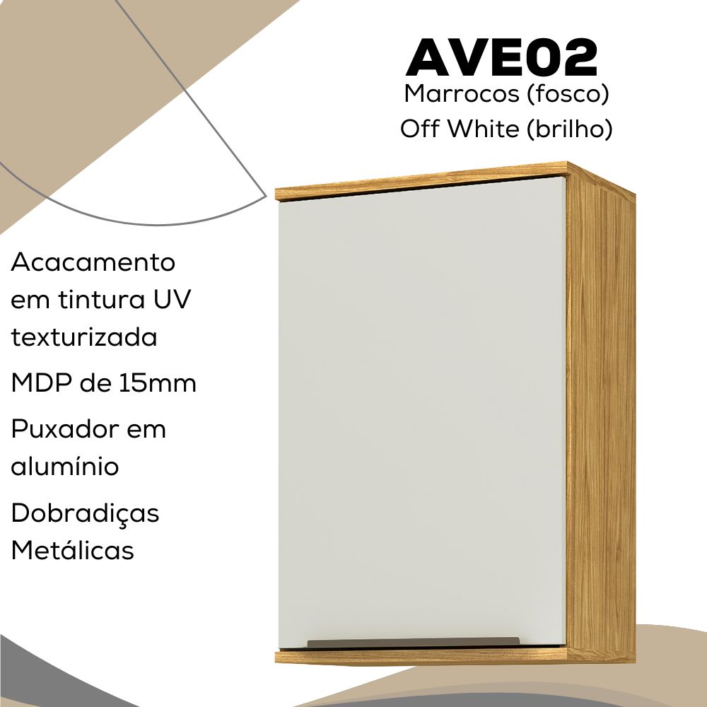 Armario Aereo 40 cm MDP 1 Porta Vera AVE02 Marrocos Off White MXM