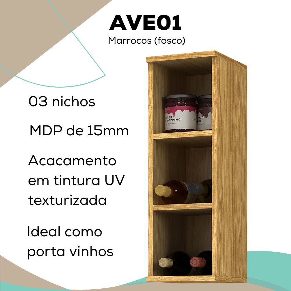 Armario Aereo Adega 3 Nichos 20 cm Vera AVE01 Marrocos MXM