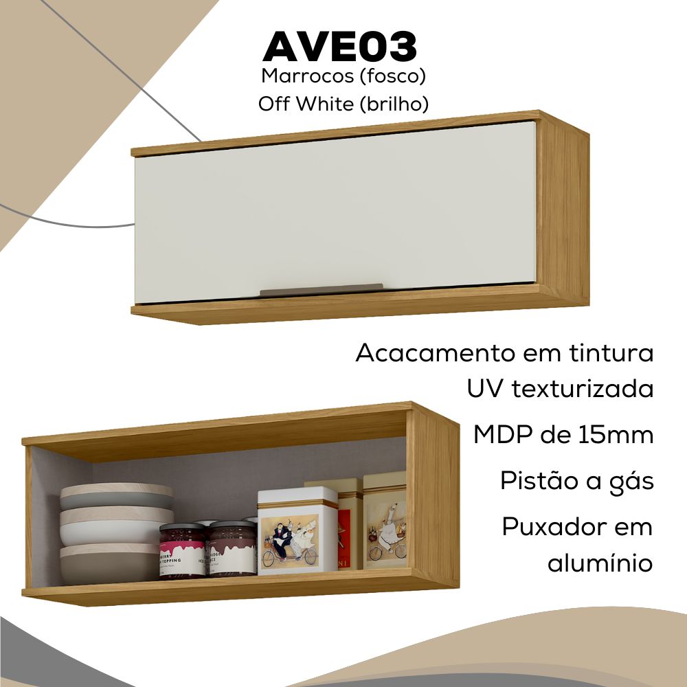 Armario Aereo Baculante 80 cm MDP 1 Porta Vera AVE03 Marrocos MXM
