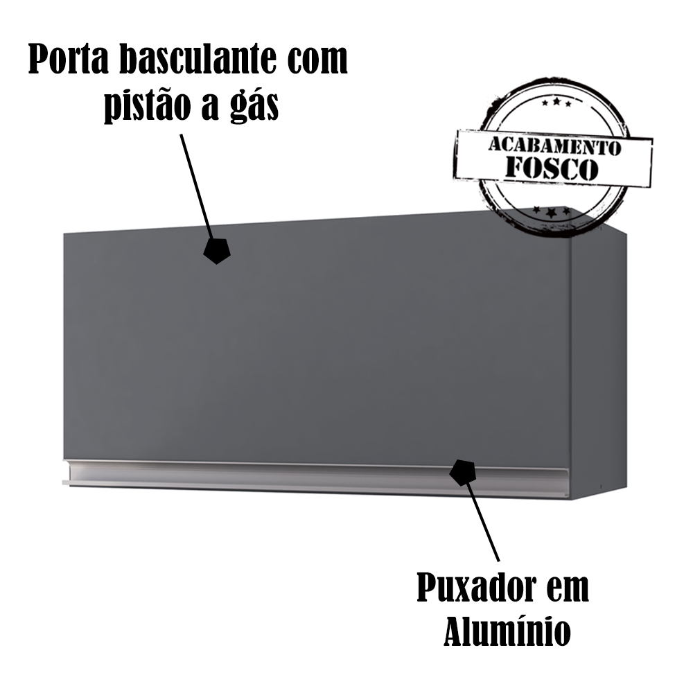 Armario Aereo Basculante 60 cm Andreia Cinza REAJL