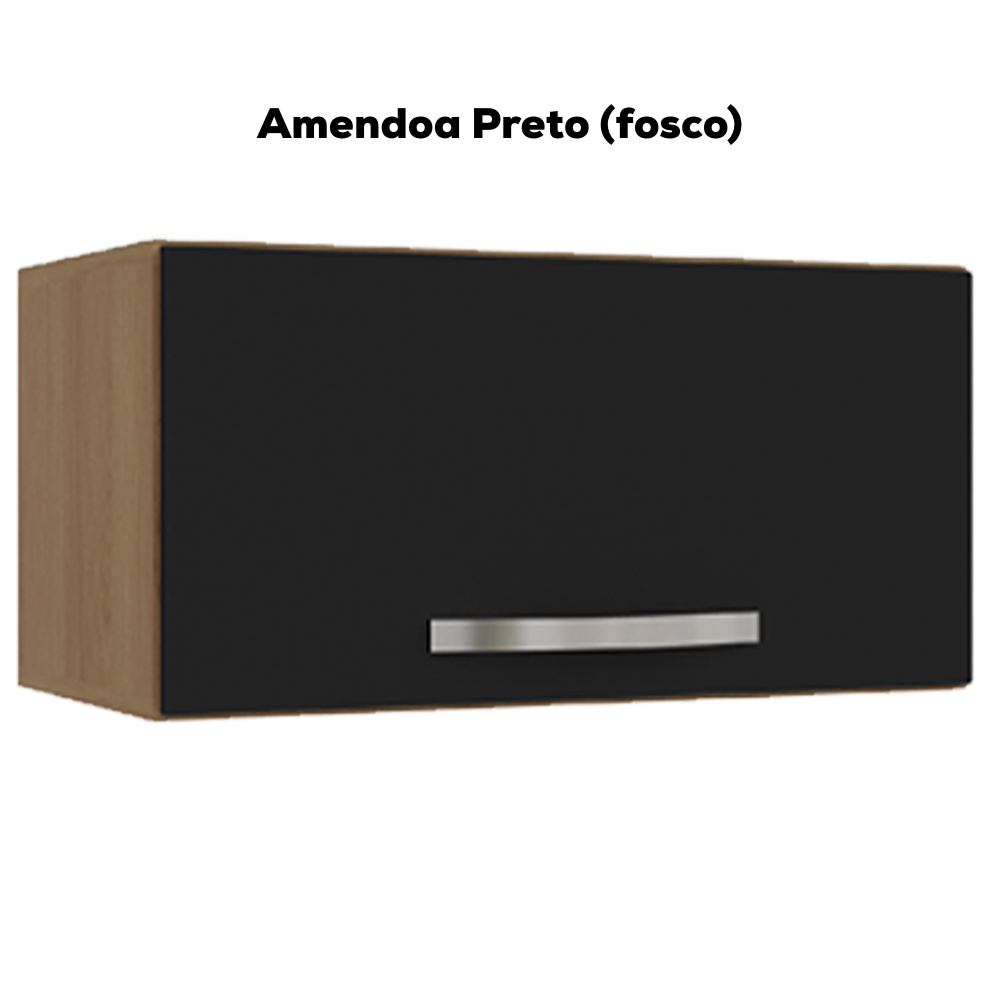 Armario Aereo Basculante 60cm Amendoa Preto REAJL Moveis