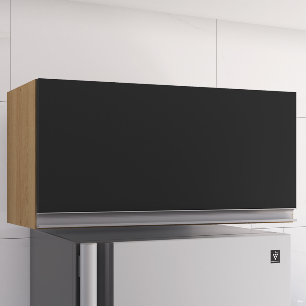Armario Aereo Basculante 60cm Andreia Amendoa Preto REAJL Moveis